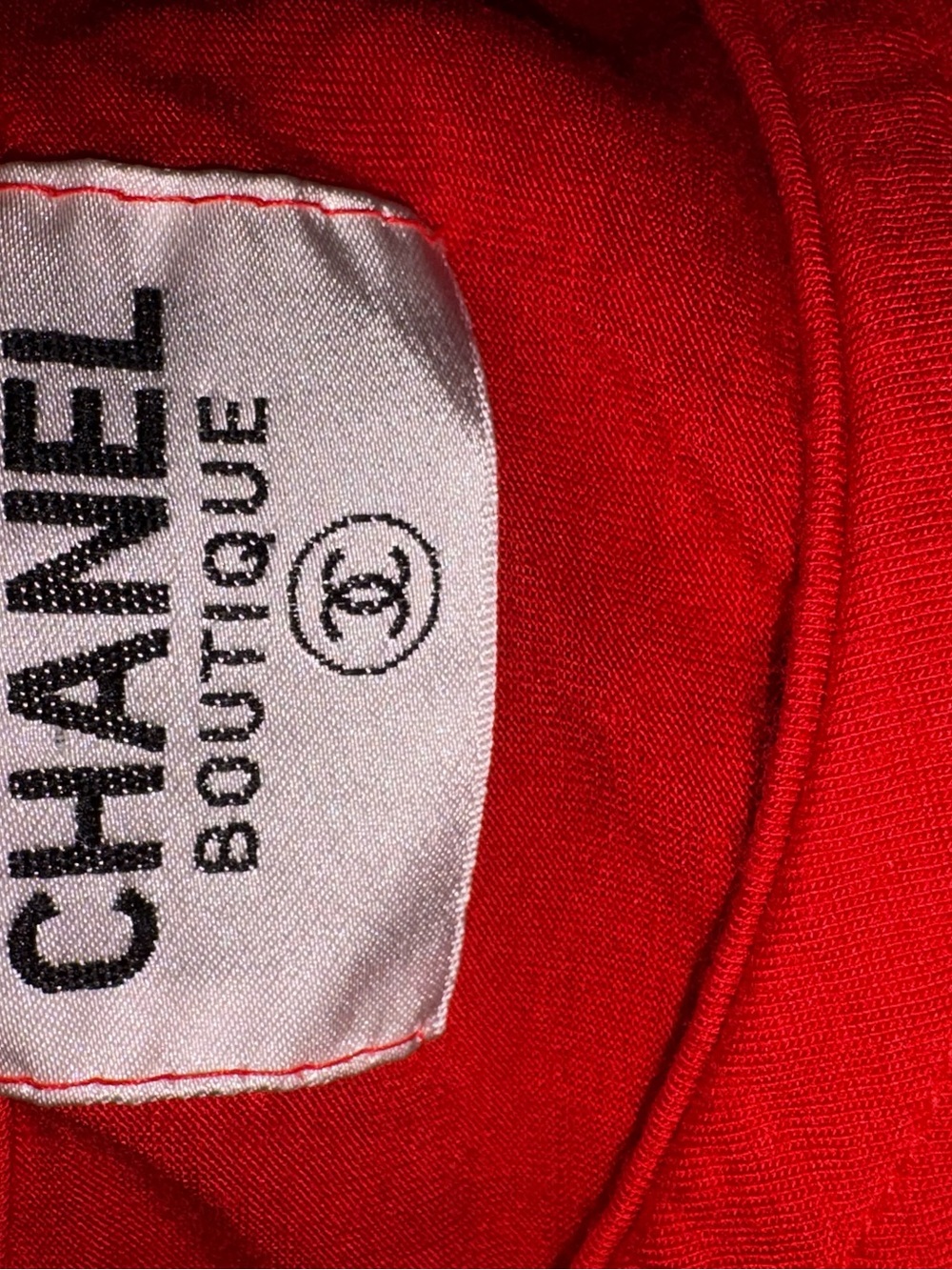 CHANEL RARE Boutique Vintage 90s Retro Red Logo Long-Sleeve Top Size M - Picture 5 of 5